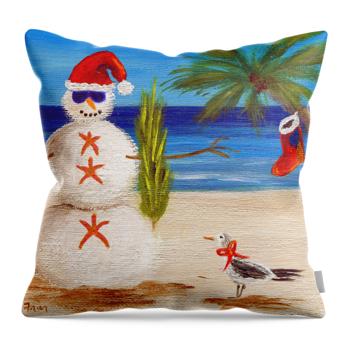 Christmas Throw Pillow featuring the painting Christmas Sandman by Jamie Frier