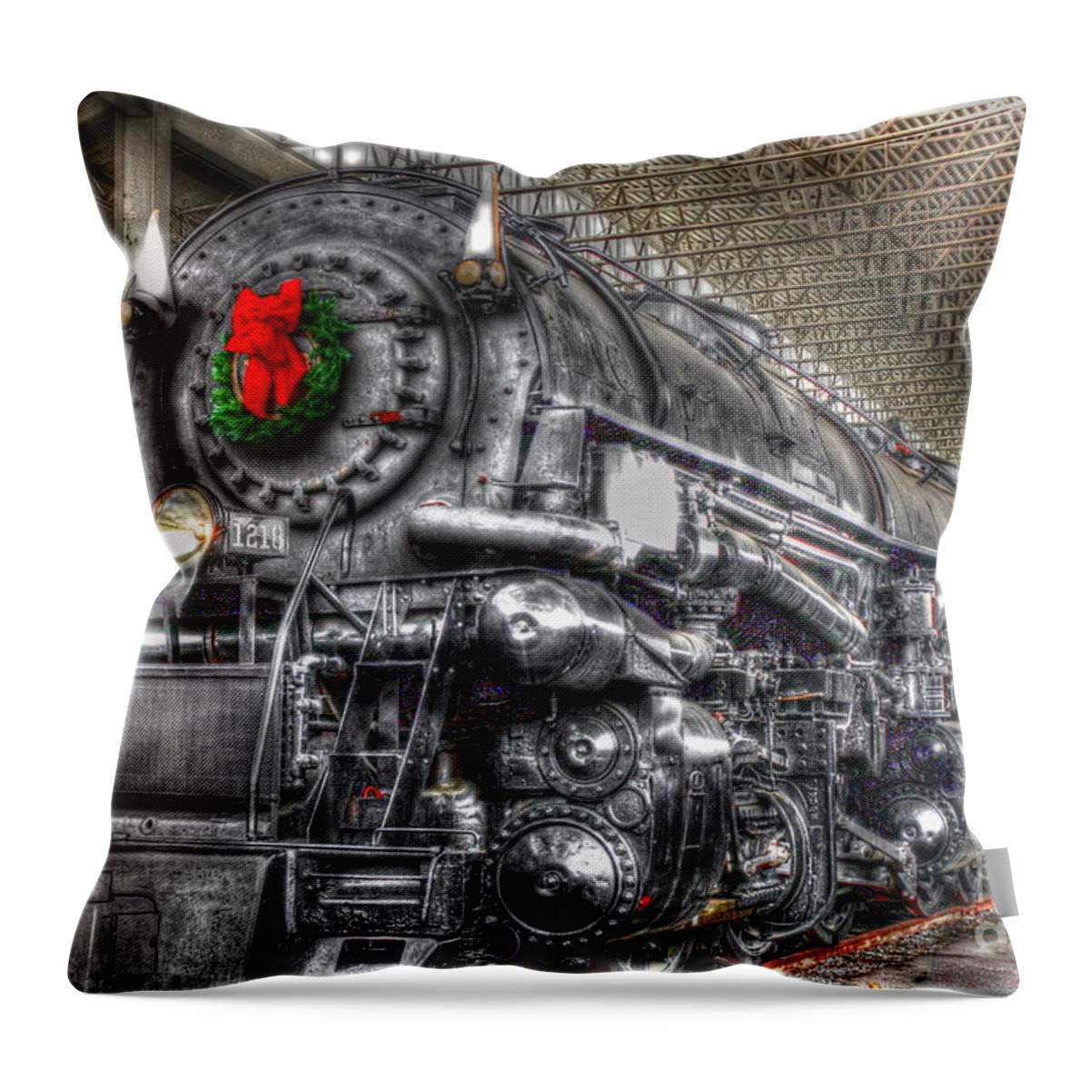 Aged Throw Pillow featuring the photograph Christmas Train-The Holiday Station by Dan Stone