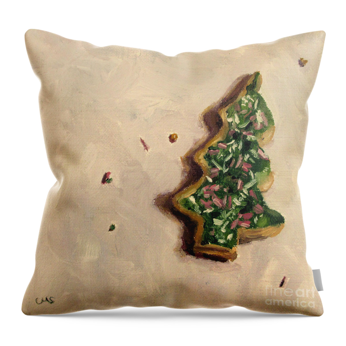 Christmas Throw Pillow featuring the painting Christmas Tree Cookie by Ulrike Miesen-Schuermann