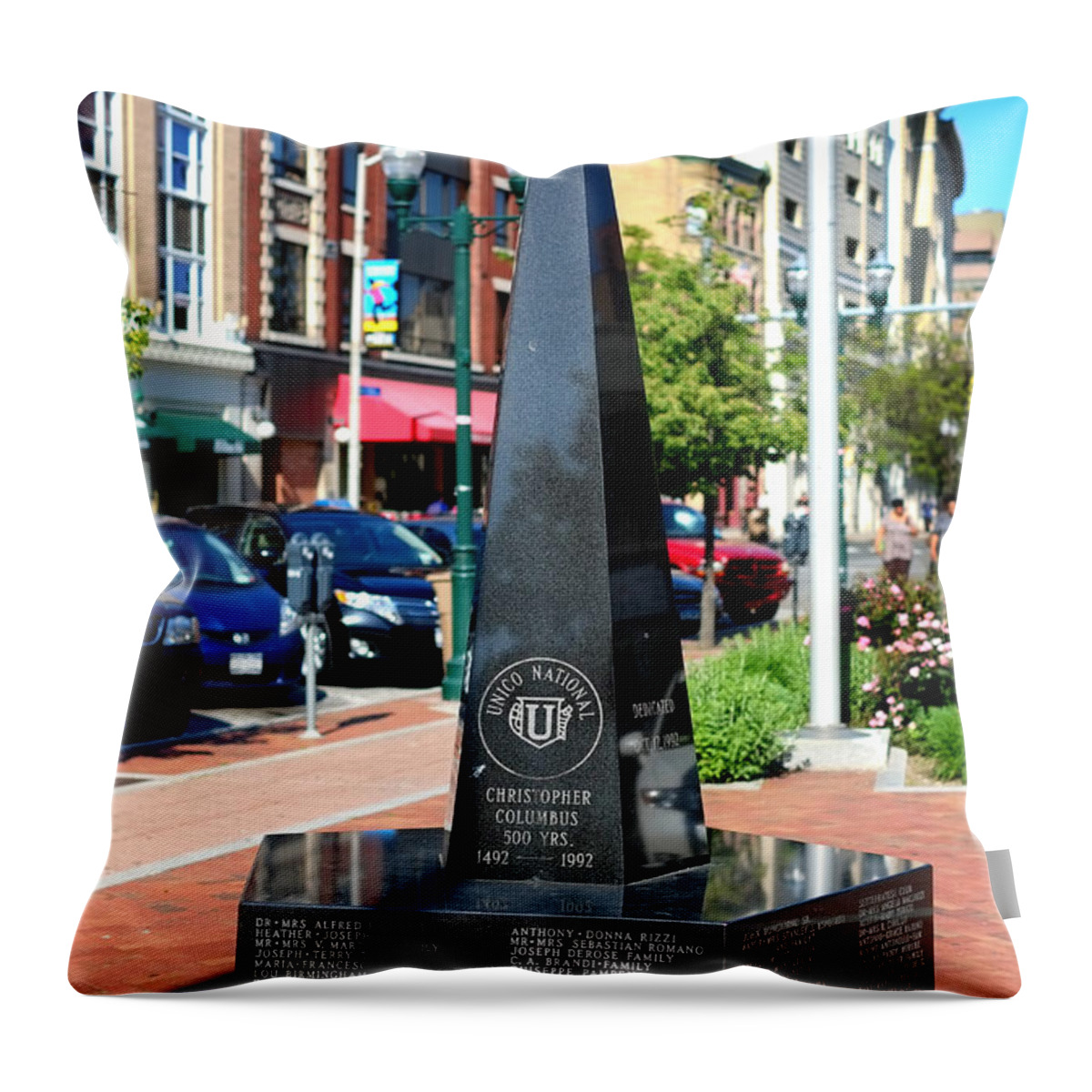 Christopher Columbus Monument Throw Pillow featuring the photograph Christopher Columbus Monument by Klm Studioline