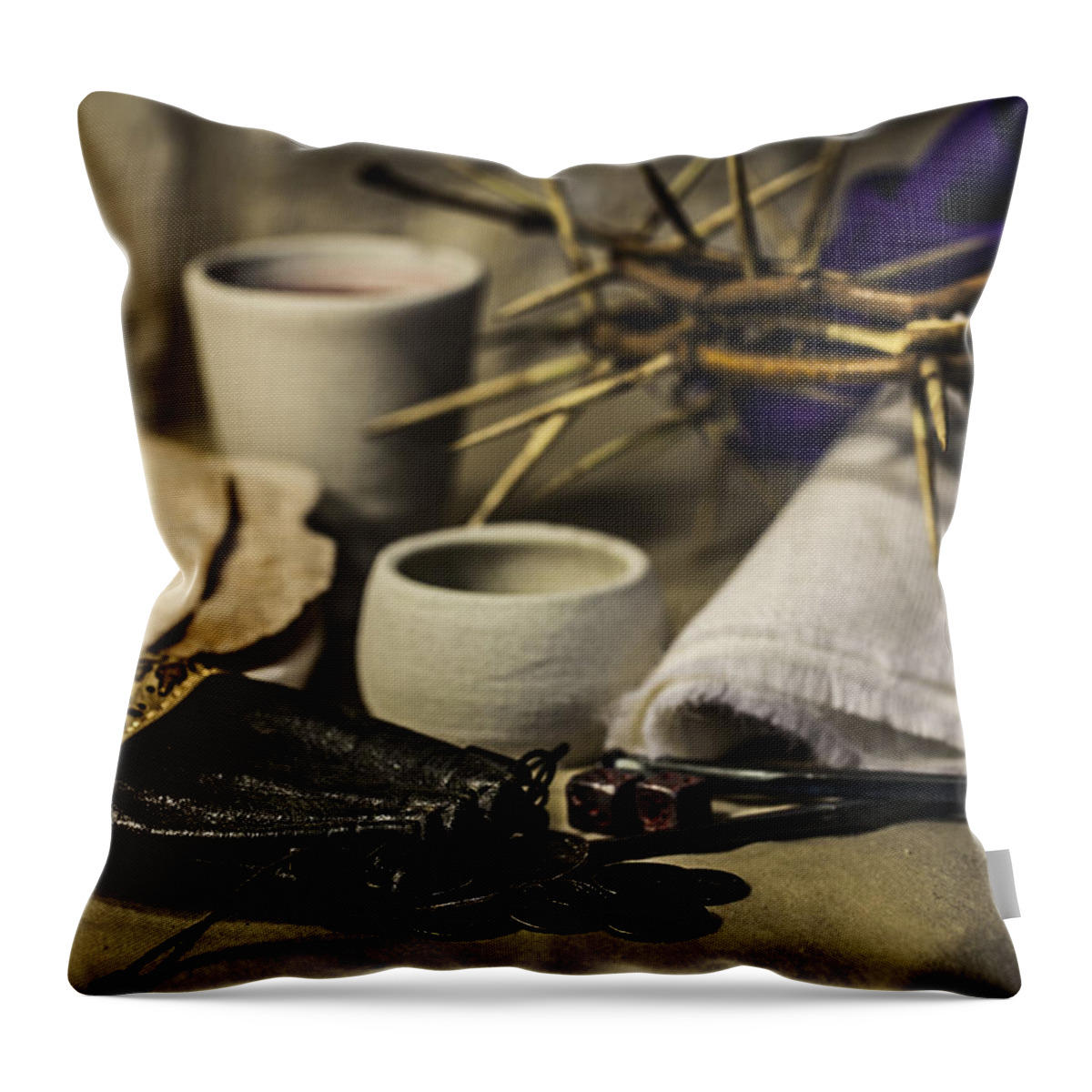 Christianity Throw Pillow featuring the photograph Christ's Final Supper And What it Cost by Amber Kresge