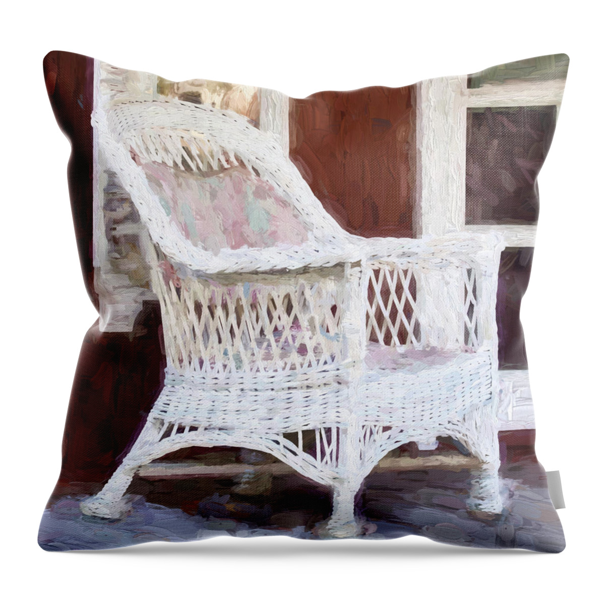 Porch Throw Pillow featuring the photograph Church Camp House Detail Painterly Series 15 by Carol Leigh