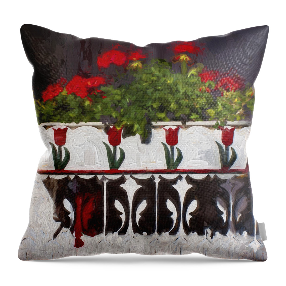 Red Throw Pillow featuring the photograph Church Camp House Detail Painterly Series 6 by Carol Leigh