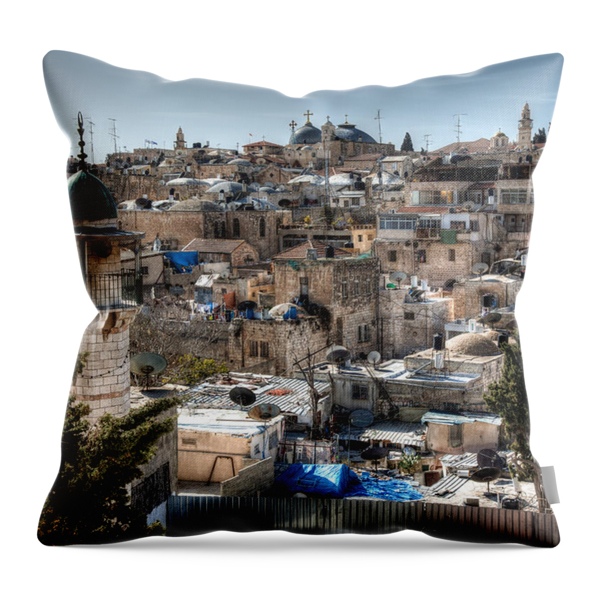 Churches Throw Pillow featuring the photograph Churches and Mosques by Uri Baruch