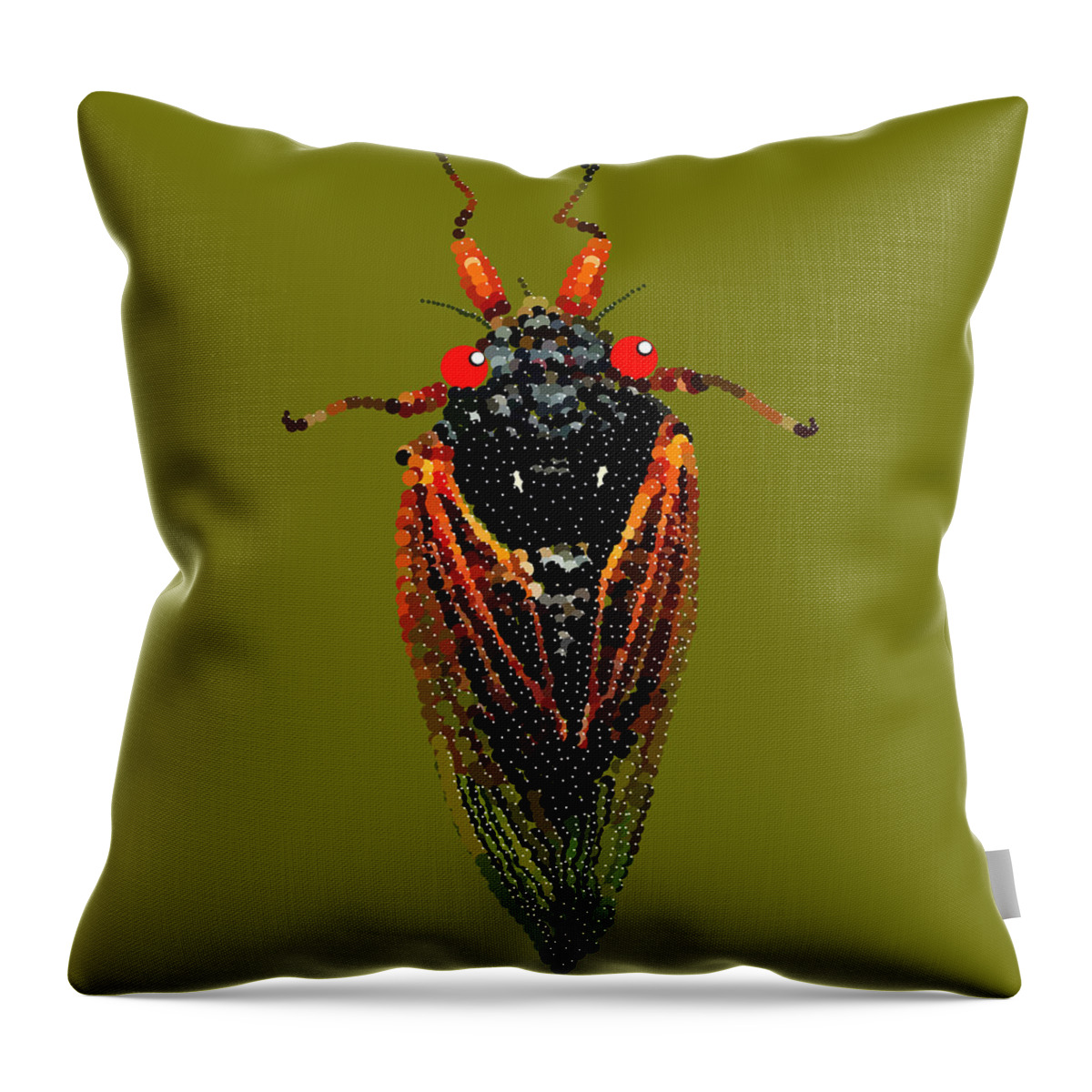  Throw Pillow featuring the digital art Cicada in Green by R Allen Swezey