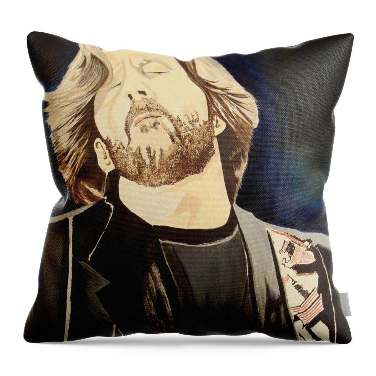 Clapton Is God Throw Pillow featuring the painting CIG by Stuart Engel