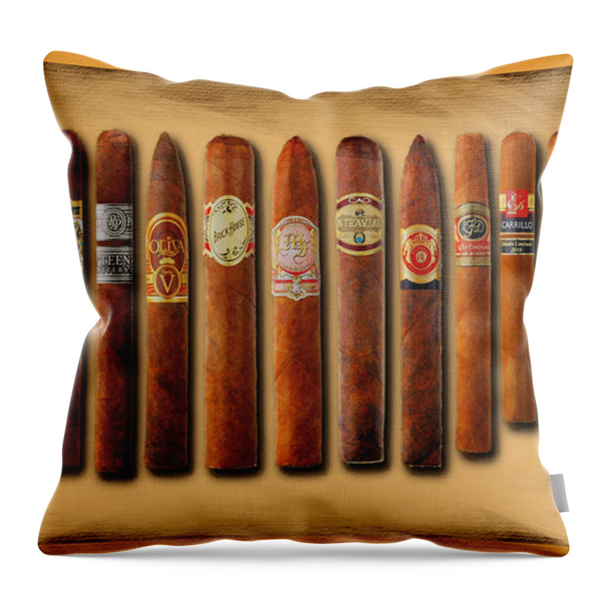 Cigar Throw Pillow featuring the painting Cigar Sampler Painting by Tony Rubino