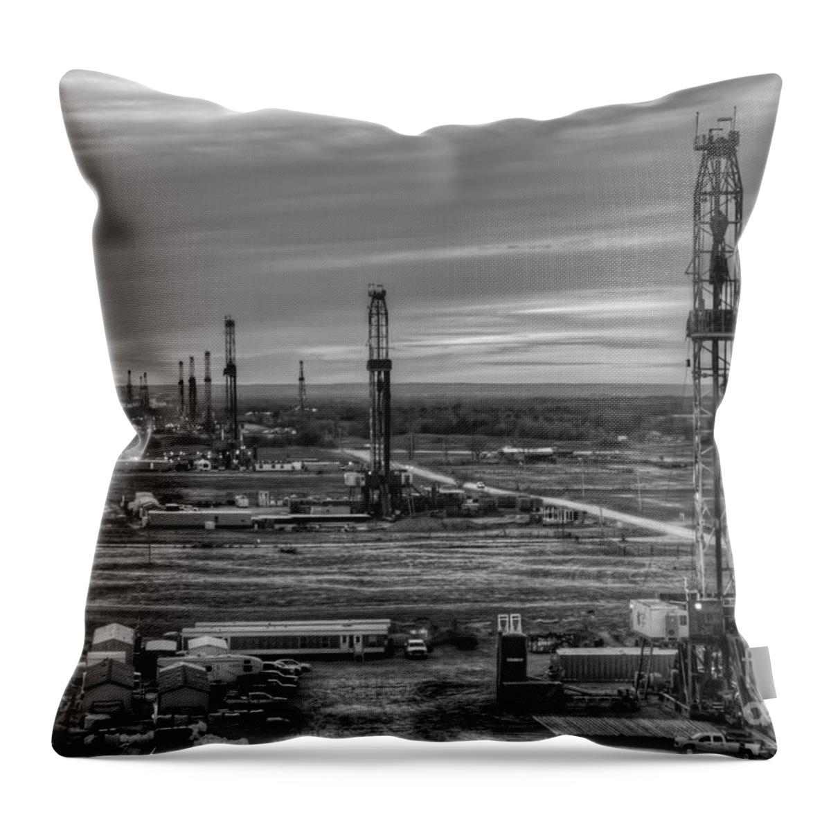 Oil Rig Throw Pillow featuring the photograph Cim003bw-10 by Cooper Ross