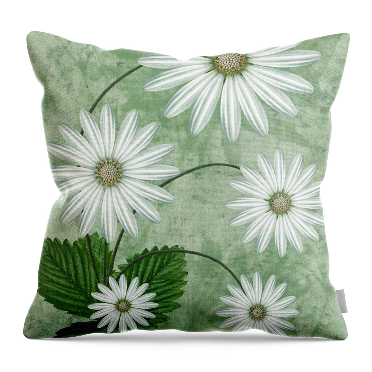 Abstract Flowers Throw Pillow featuring the digital art Cinco by John Edwards