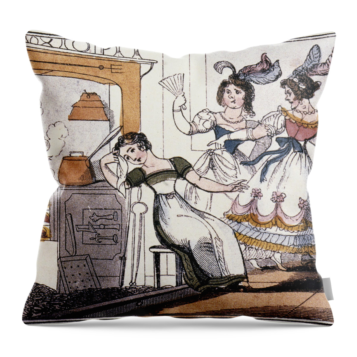 1825 Throw Pillow featuring the drawing Cinderella's Sisters Cinderella's by Granger