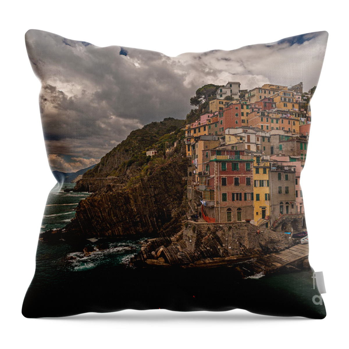 Cinque Terre Throw Pillow featuring the photograph Cinque Terre Riomaggiore by Mike Reid