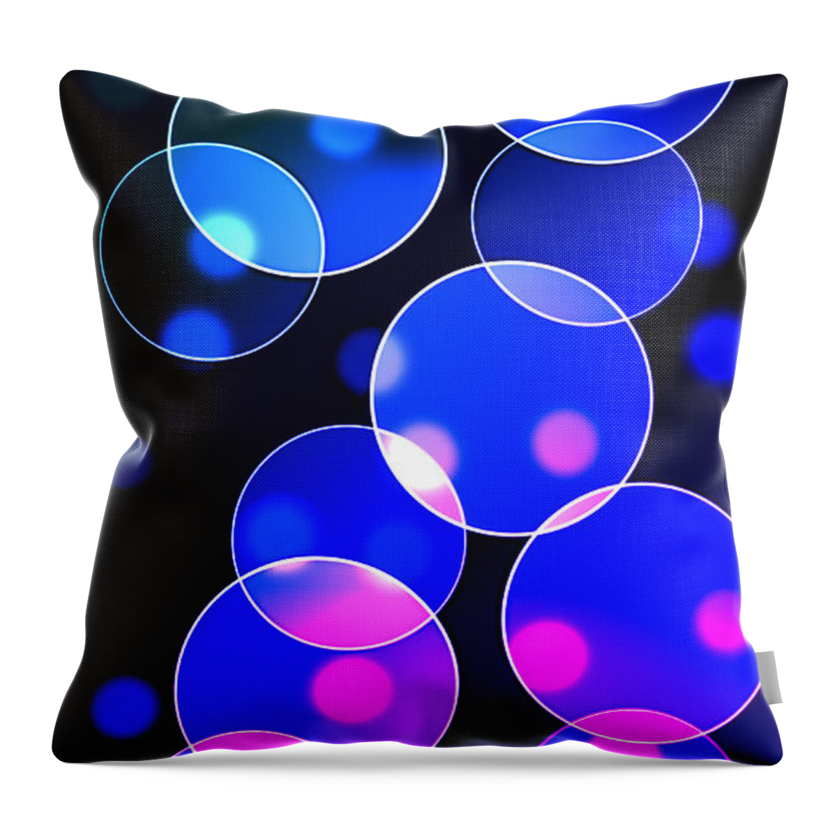 Background Throw Pillow featuring the photograph Circle illustration on Dark Blue Background by Sheryl Caston