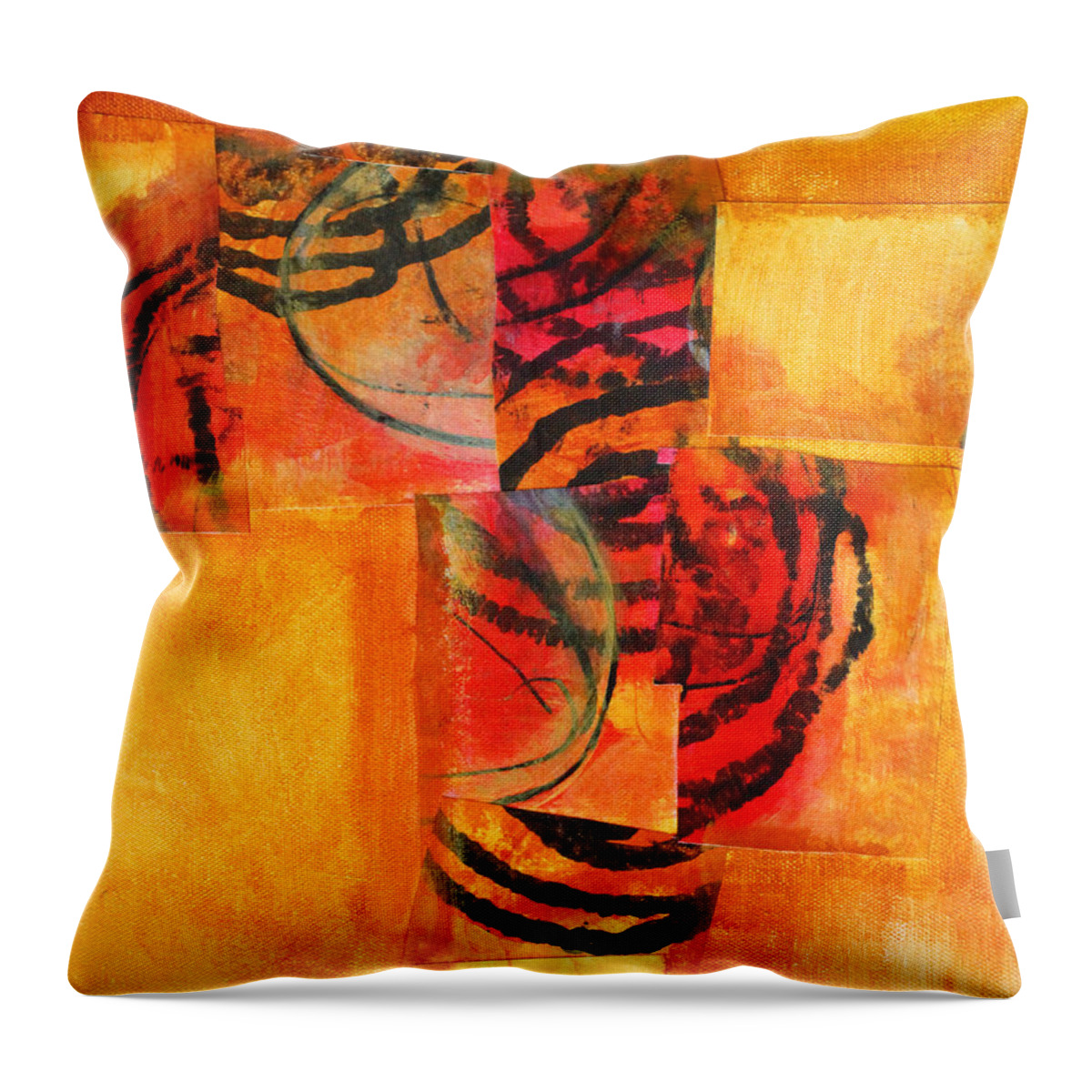 Abstract Throw Pillow featuring the painting Circles Squared by Nancy Merkle