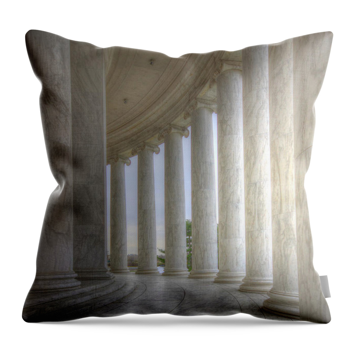 Sold Throw Pillow featuring the photograph Circular Colonnade of the Thomas Jefferson Memorial by Shelley Neff