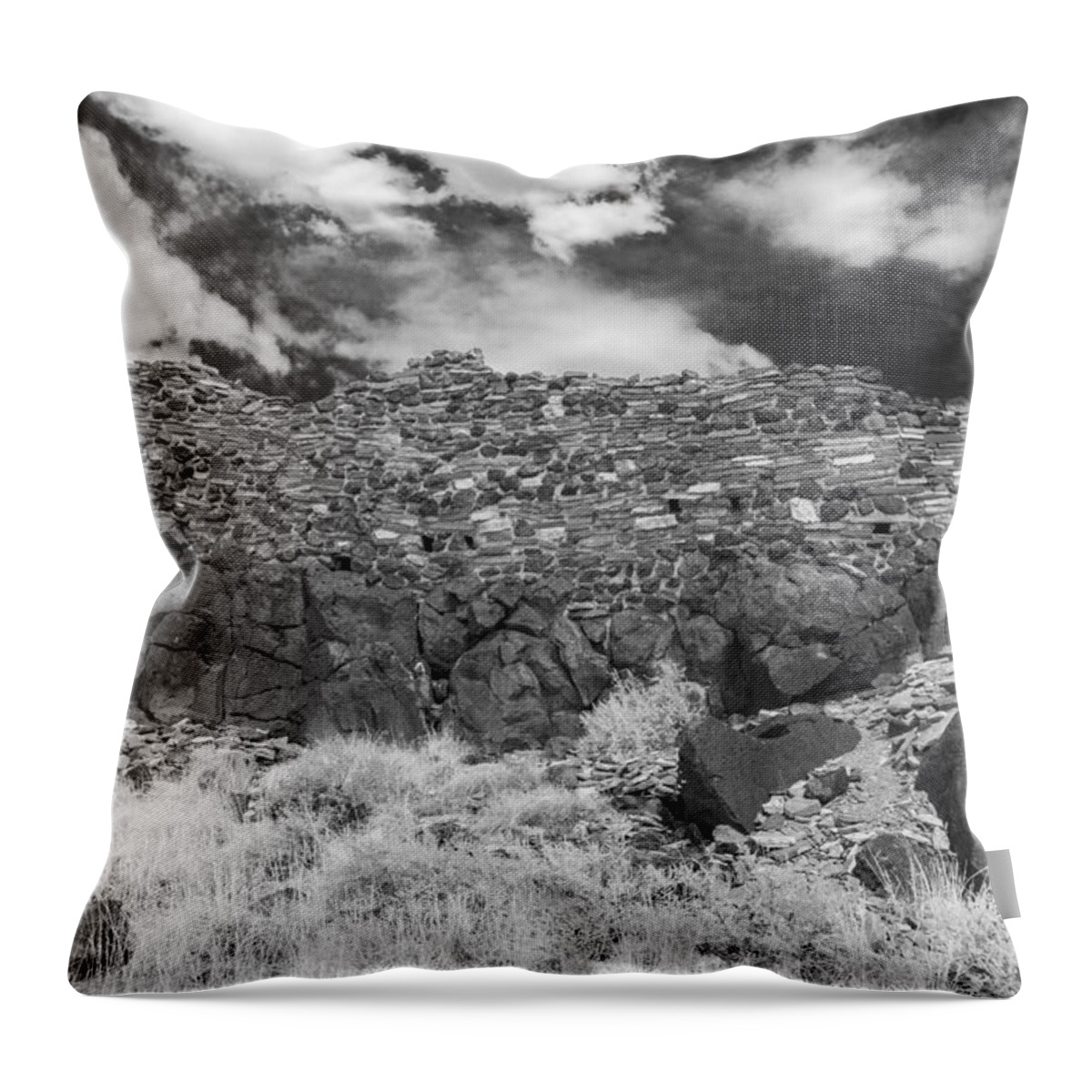Flagstaff Throw Pillow featuring the photograph Citadel Pueblo West Wall by Chris Bordeleau
