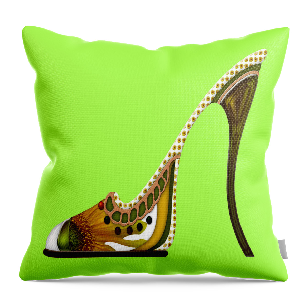 Shoes Throw Pillow featuring the painting Citrus Wiggle by Deborah Runham