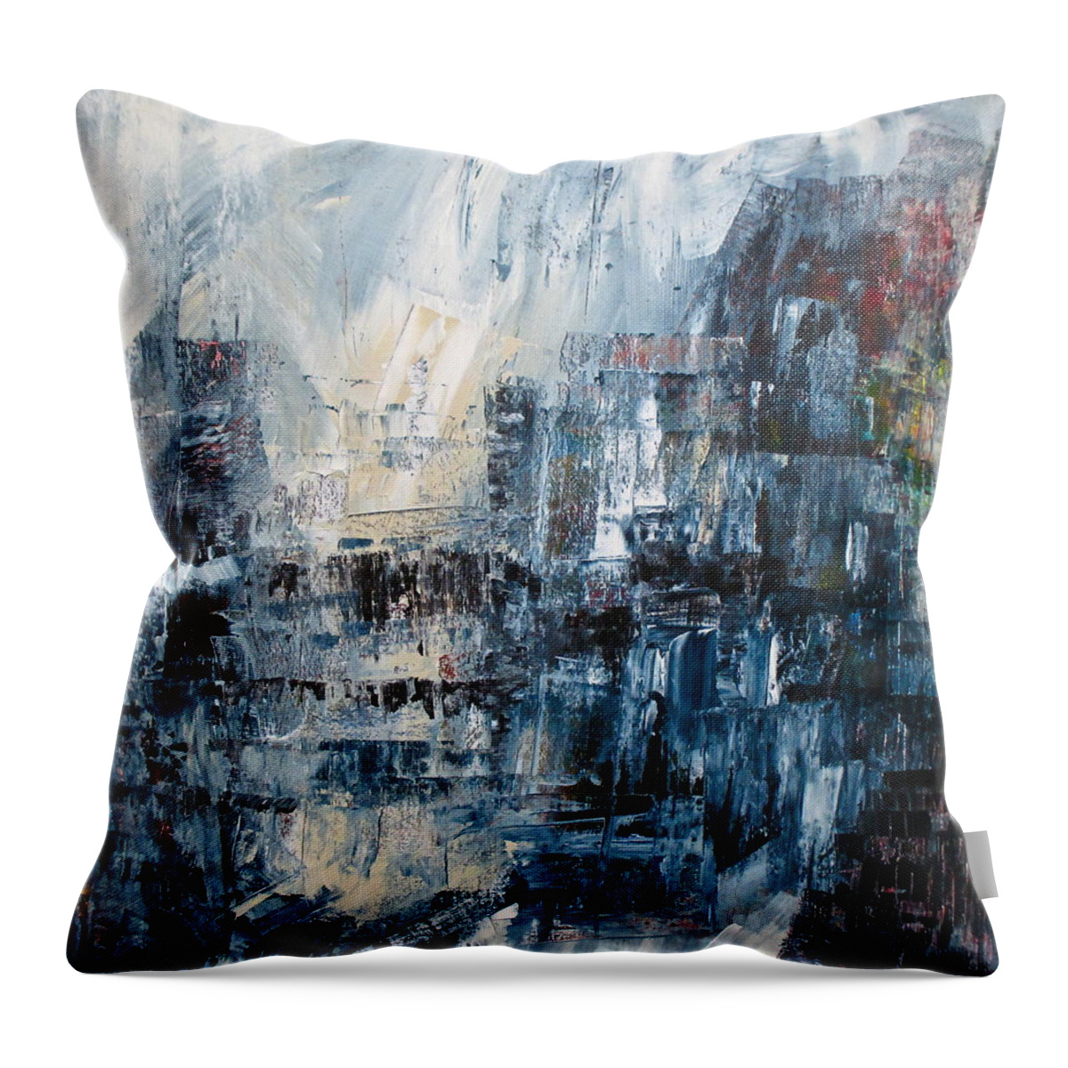 Abstract Throw Pillow featuring the painting City Currents by Janice Nabors Raiteri