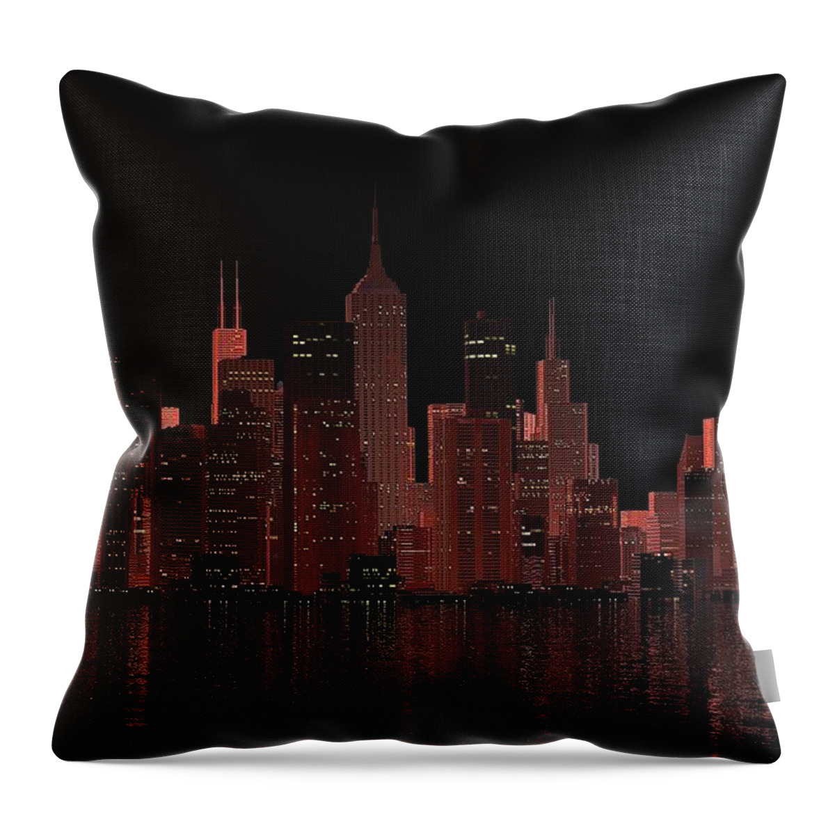 City Throw Pillow featuring the digital art Chicago City Dusk by Louis Ferreira