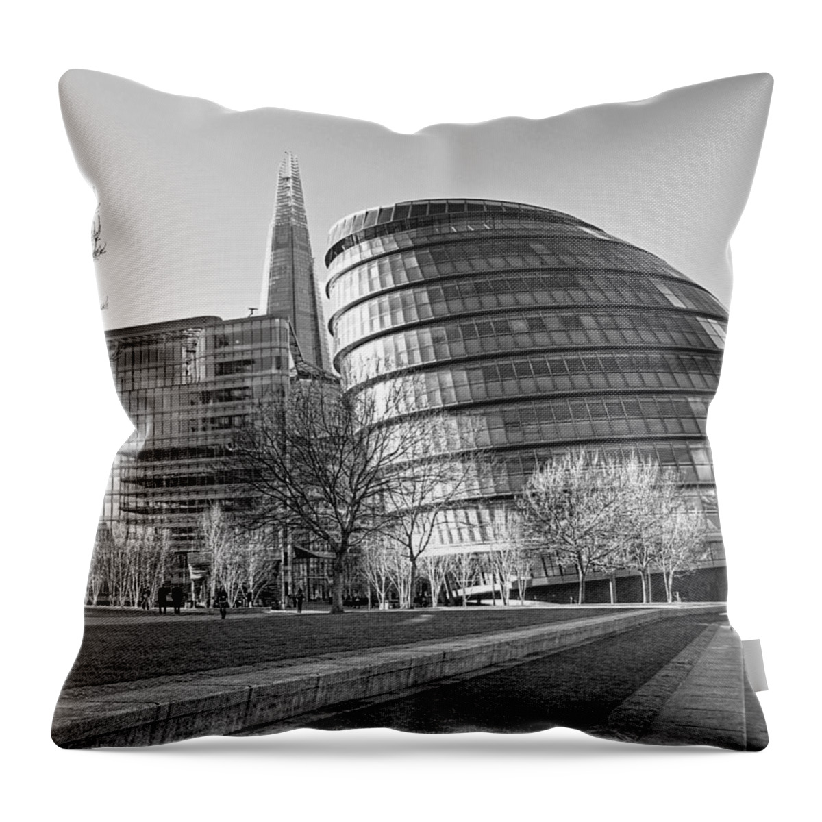 London Throw Pillow featuring the photograph City Hall London and The Shard by Gill Billington