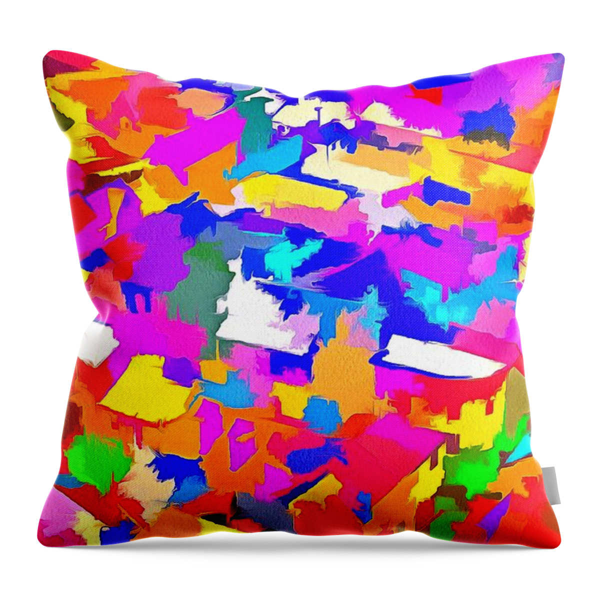 City Of Colours. Throw Pillow featuring the painting City Of Colours by Maciek Froncisz