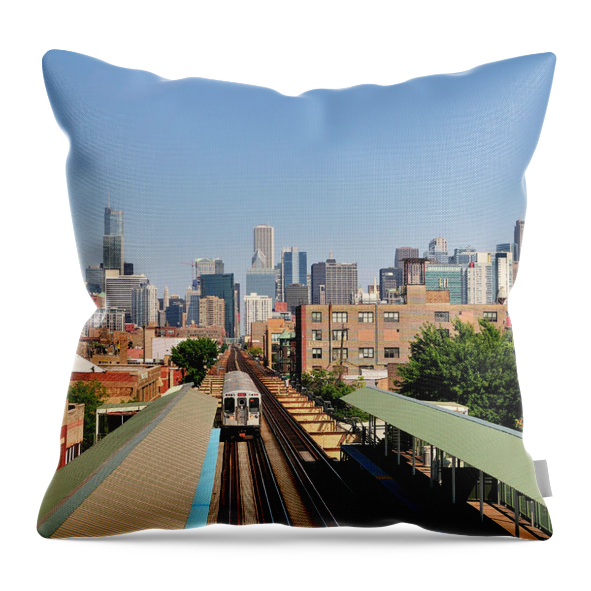 Downtown District Throw Pillow featuring the photograph City Panoramic by Bruce Leighty