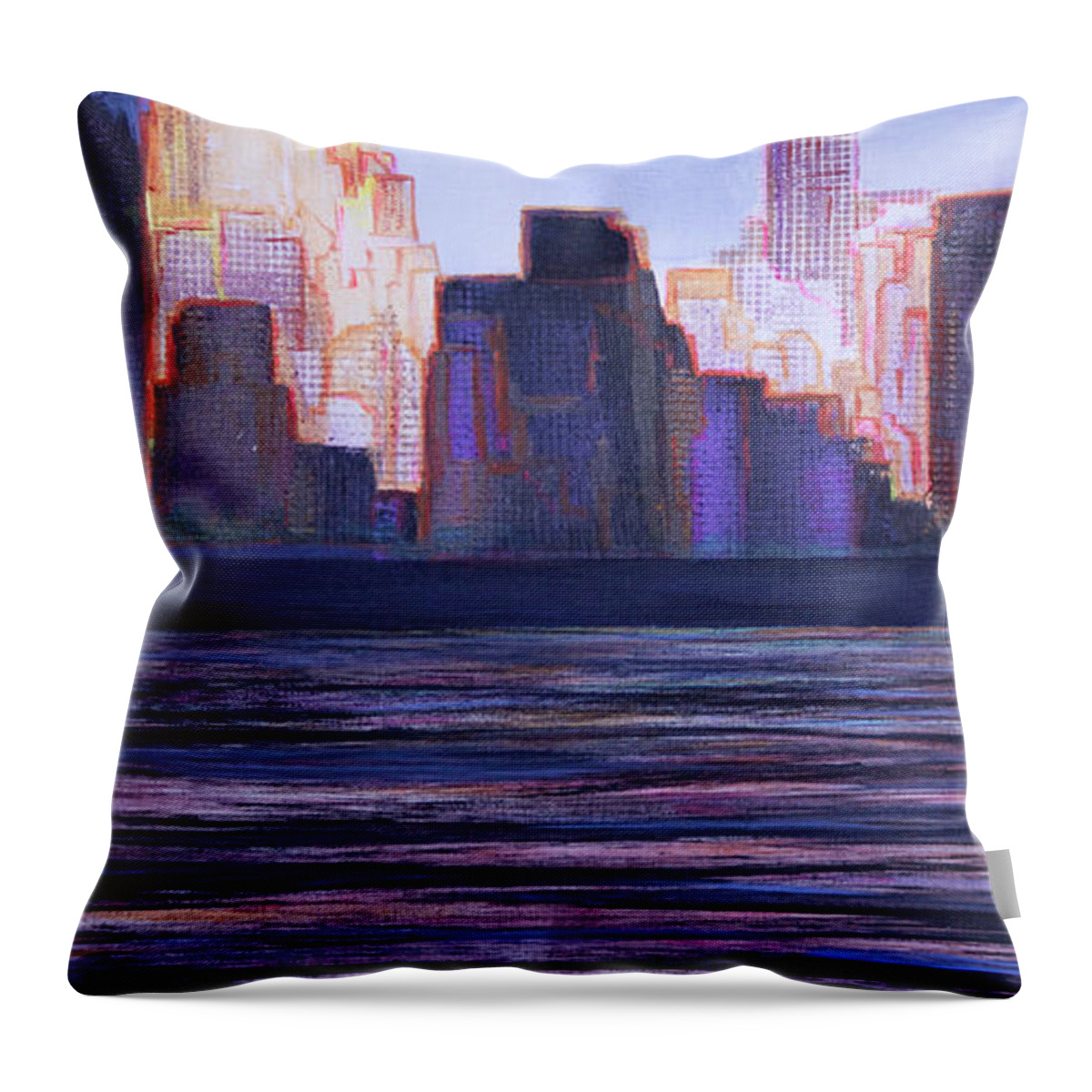Prints Throw Pillow featuring the painting City Sunset by Jack Diamond