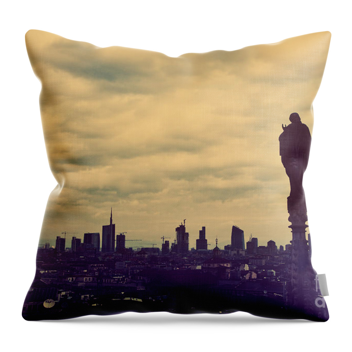 Milan Throw Pillow featuring the photograph City view of Milan Italy by Michal Bednarek