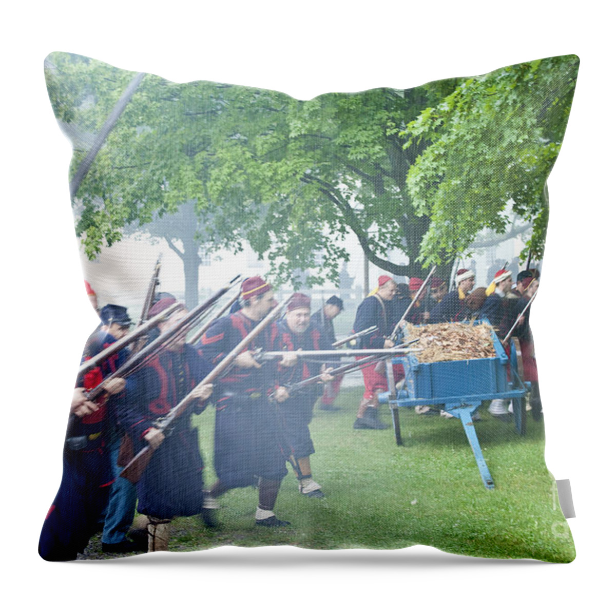 Civil War Throw Pillow featuring the photograph Civil War Reenactment 2 by Tom Doud