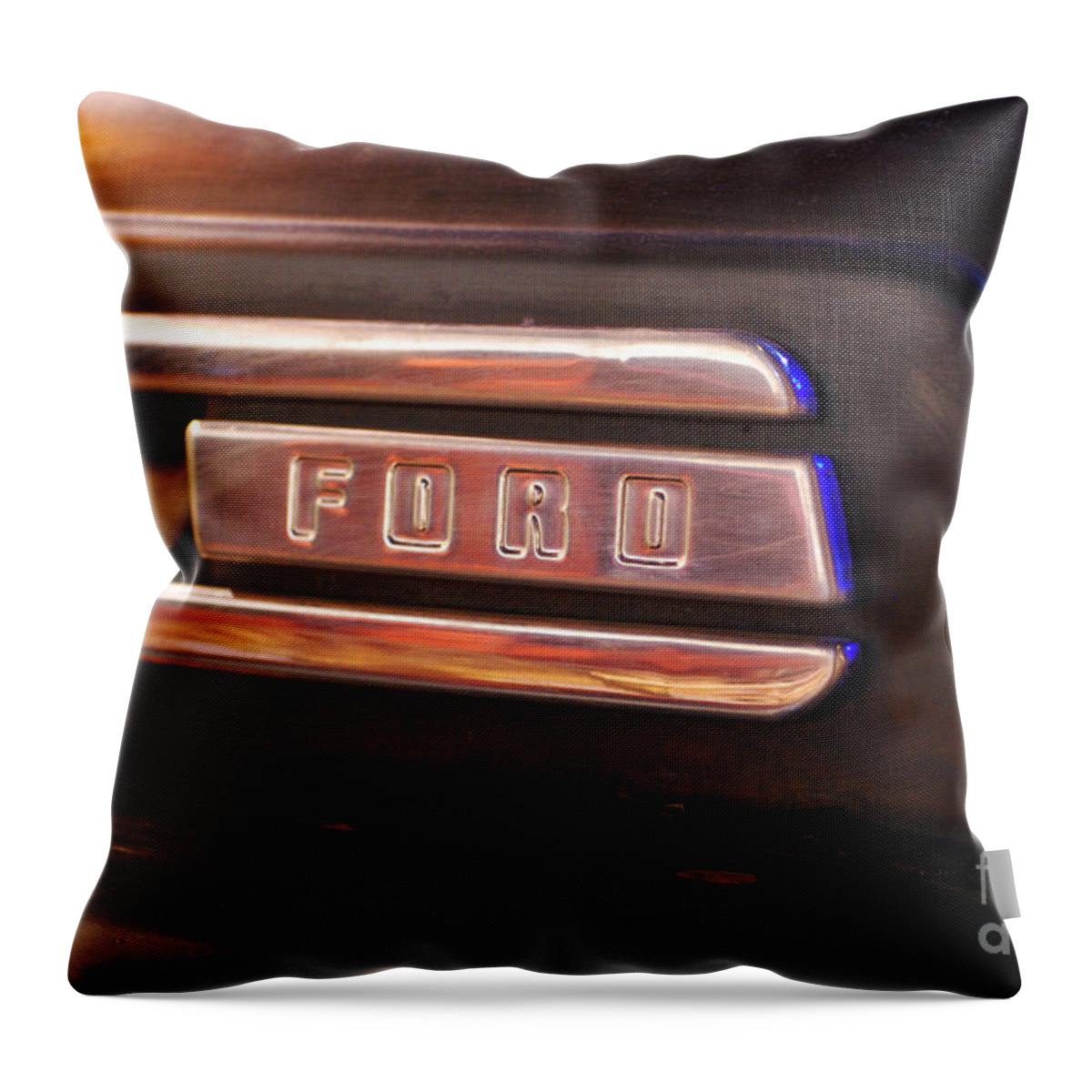 Ford Throw Pillow featuring the photograph Classic Americana Retro Ford Truck Logo by Shawn O'Brien
