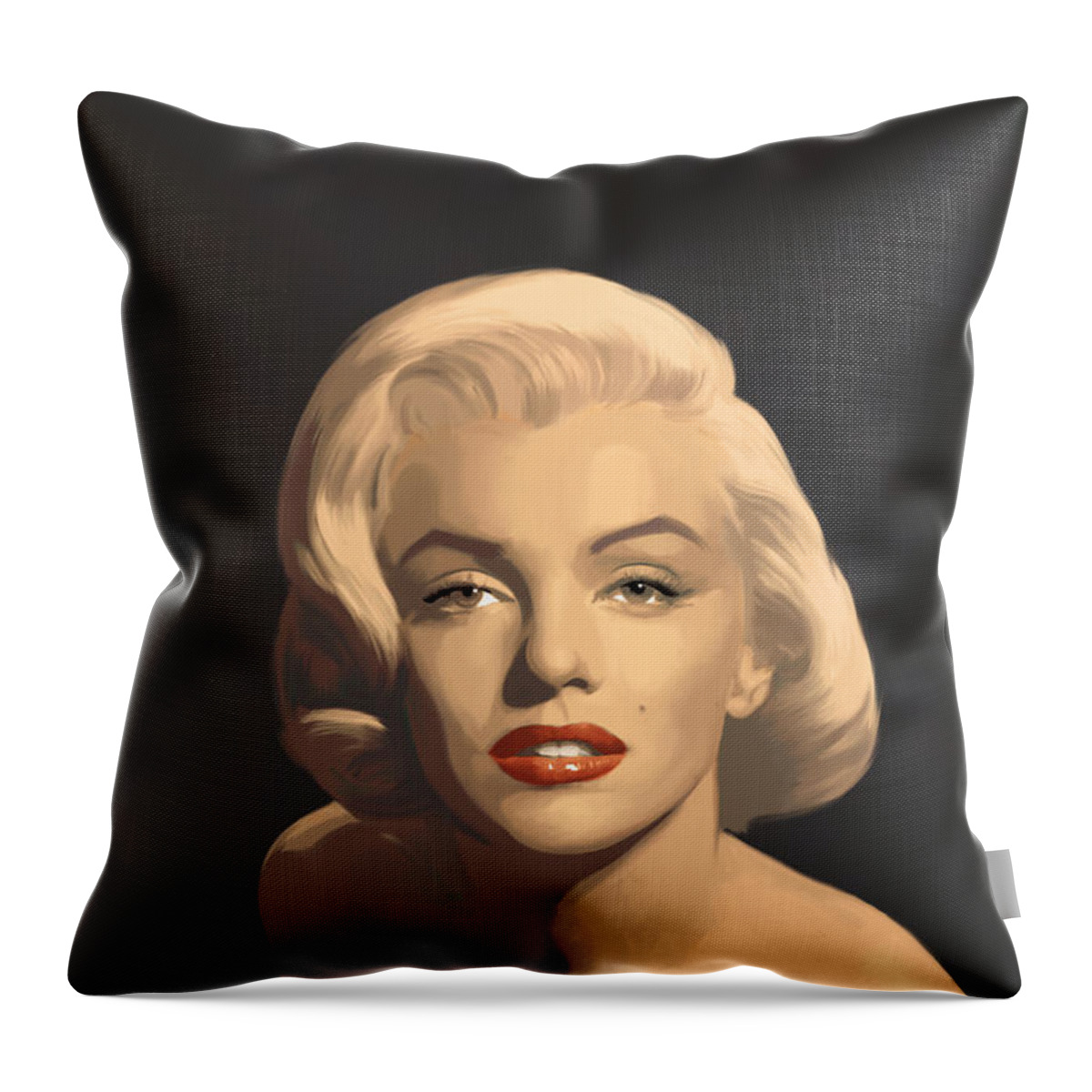 Marilyn Throw Pillow featuring the painting Classic Beauty In Graphic Gray by Chris Consani