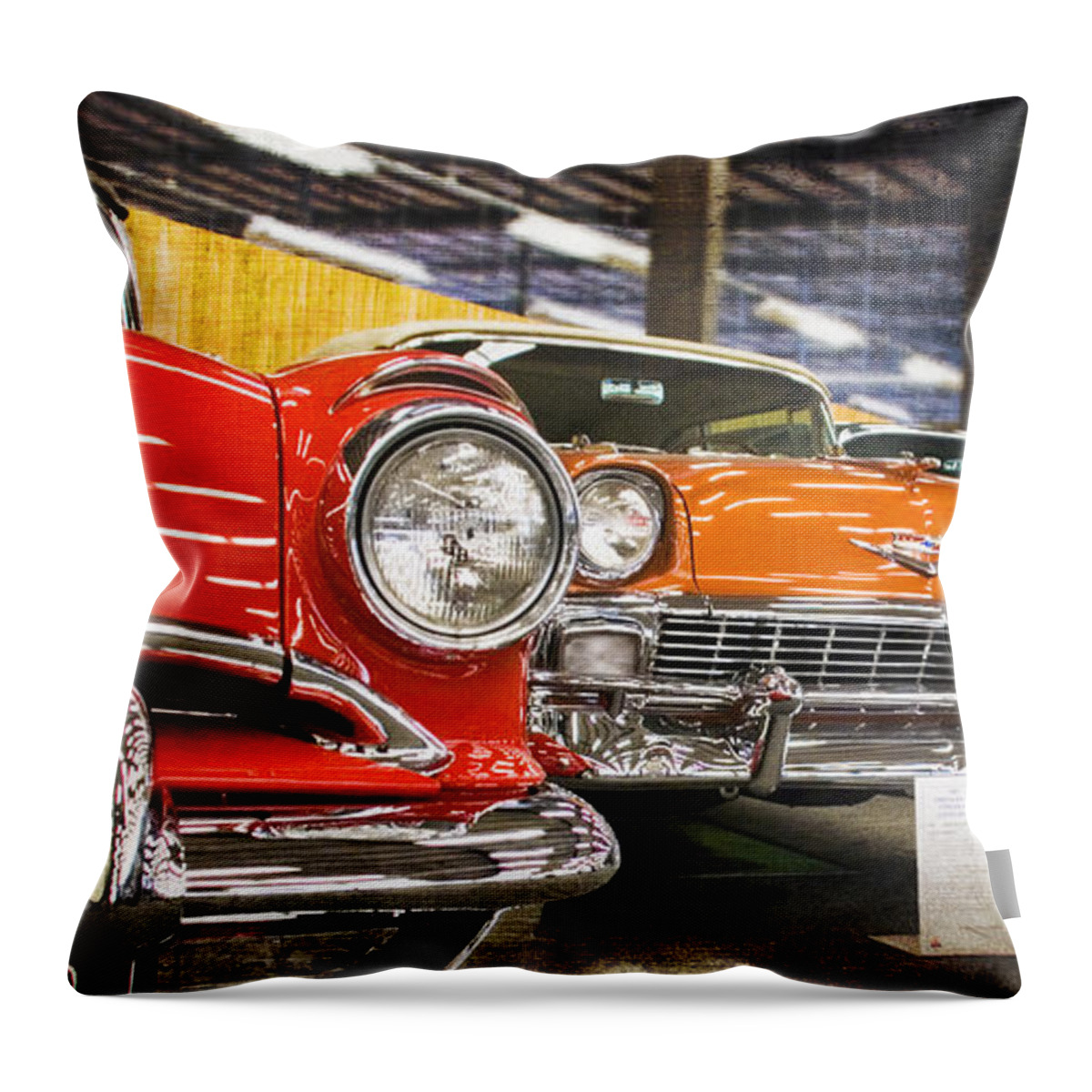Pontiac Throw Pillow featuring the photograph Classic Car Row by Beverly Stapleton