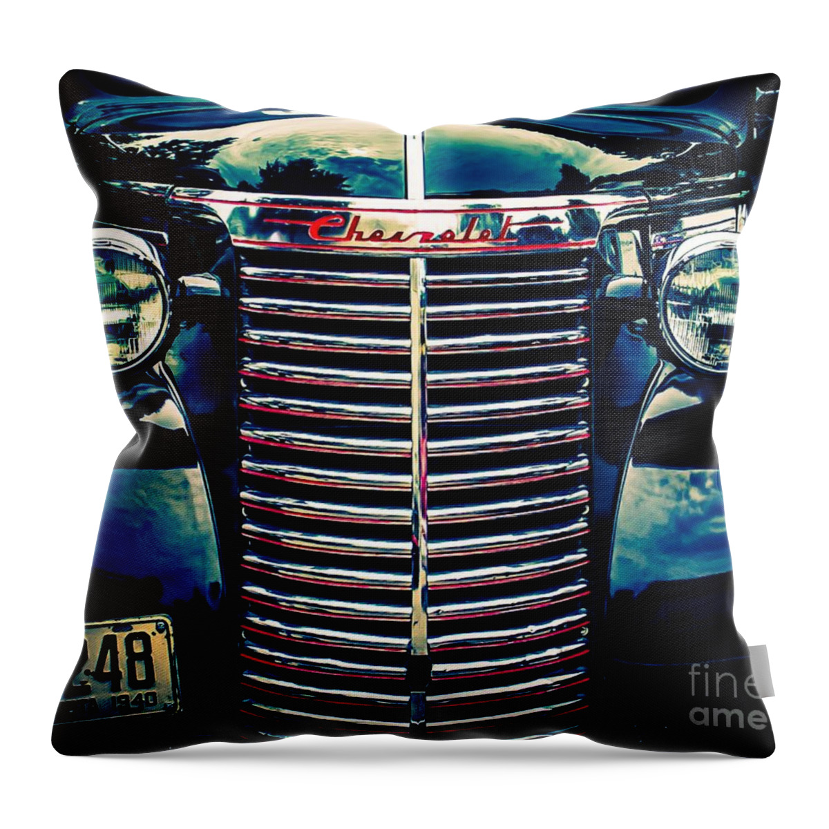 Truck Throw Pillow featuring the photograph Classic Chrome Grill by Perry Webster