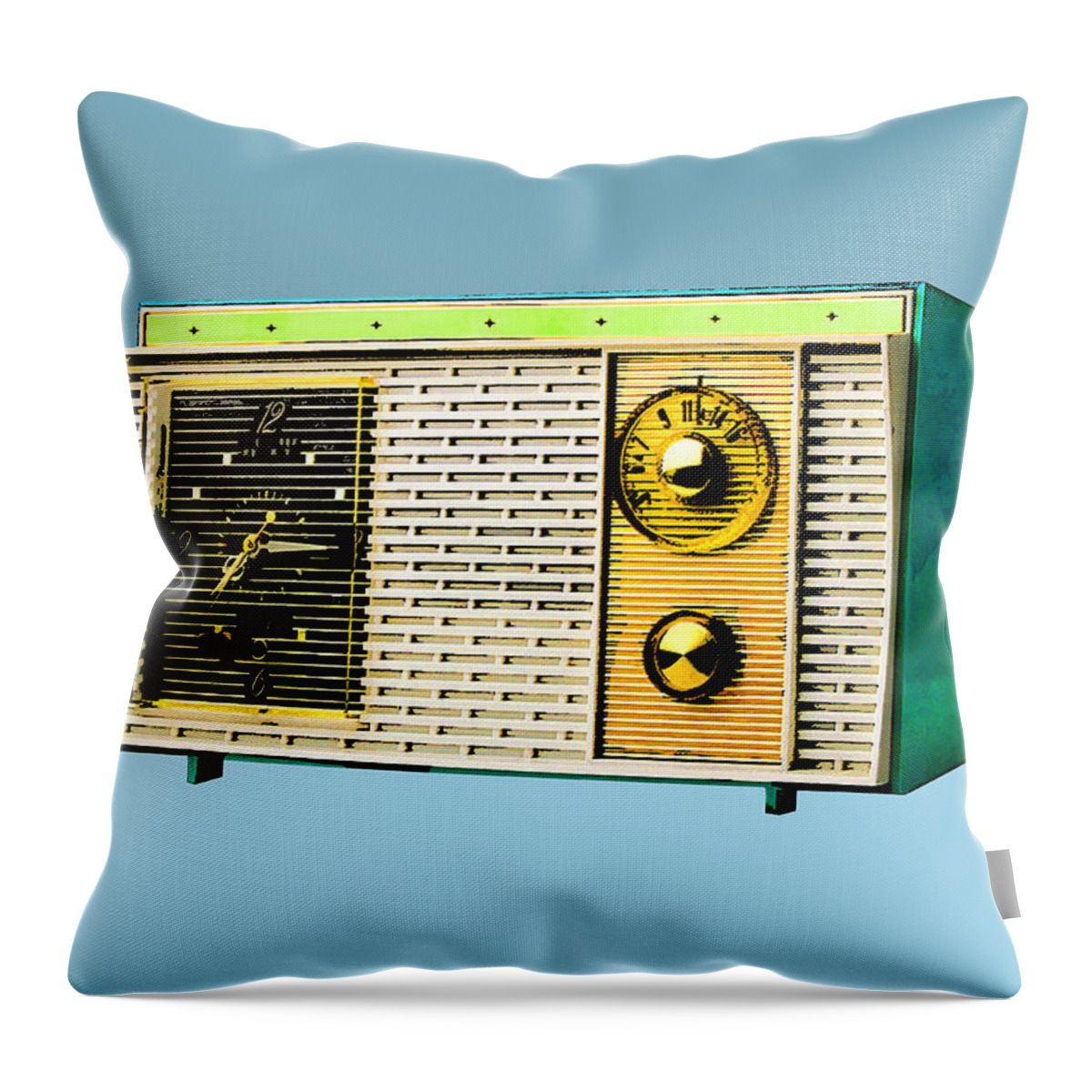 Clock Radio Throw Pillow featuring the mixed media Classic Clock Radio by Dominic Piperata