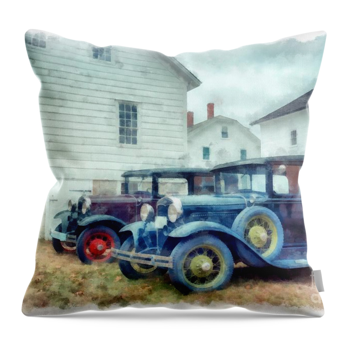 Car Throw Pillow featuring the photograph Classic Ford Model A Cars by Edward Fielding