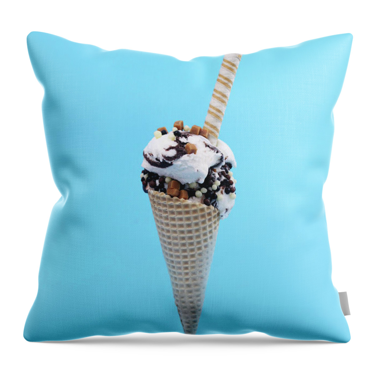 Temptation Throw Pillow featuring the photograph Classic Summer Ice Cream With Flake by Kelly Bowden
