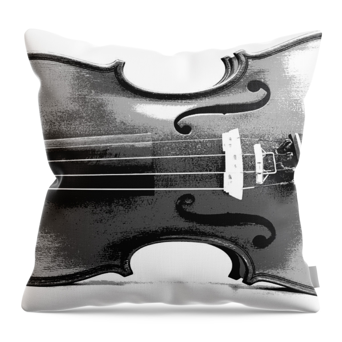 Violin; Classical Music; Music; Black-and-white Throw Pillow featuring the photograph Classical Violin by Lonnie Paulson