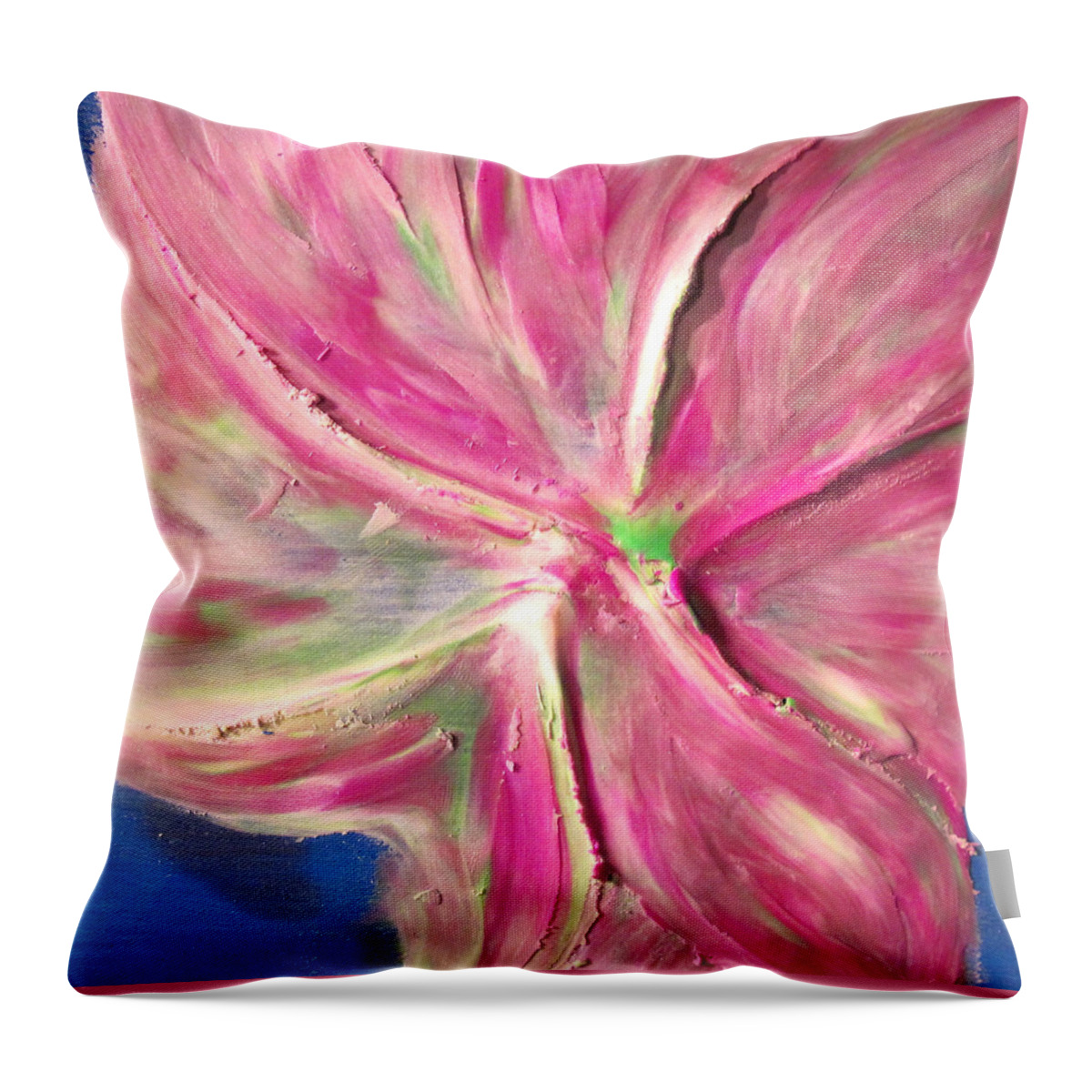Flowers Throw Pillow featuring the painting Clay Play 7 - silky petals by Steve Sommers