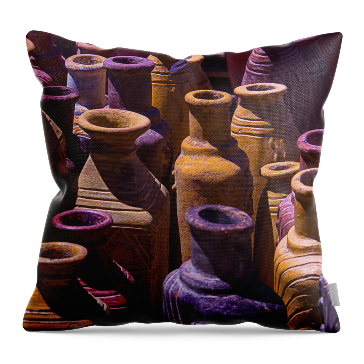 Clay Throw Pillow featuring the photograph Clay Vases by Garry Gay