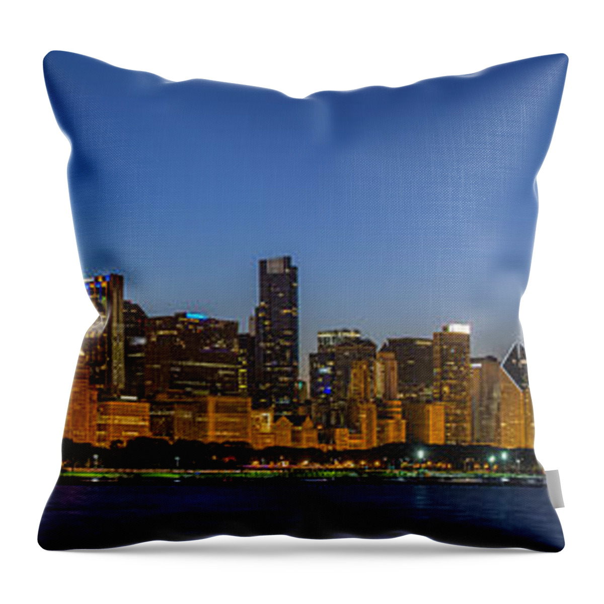 Chicago Skyline Throw Pillow featuring the photograph Clear Blue Sky by Sebastian Musial