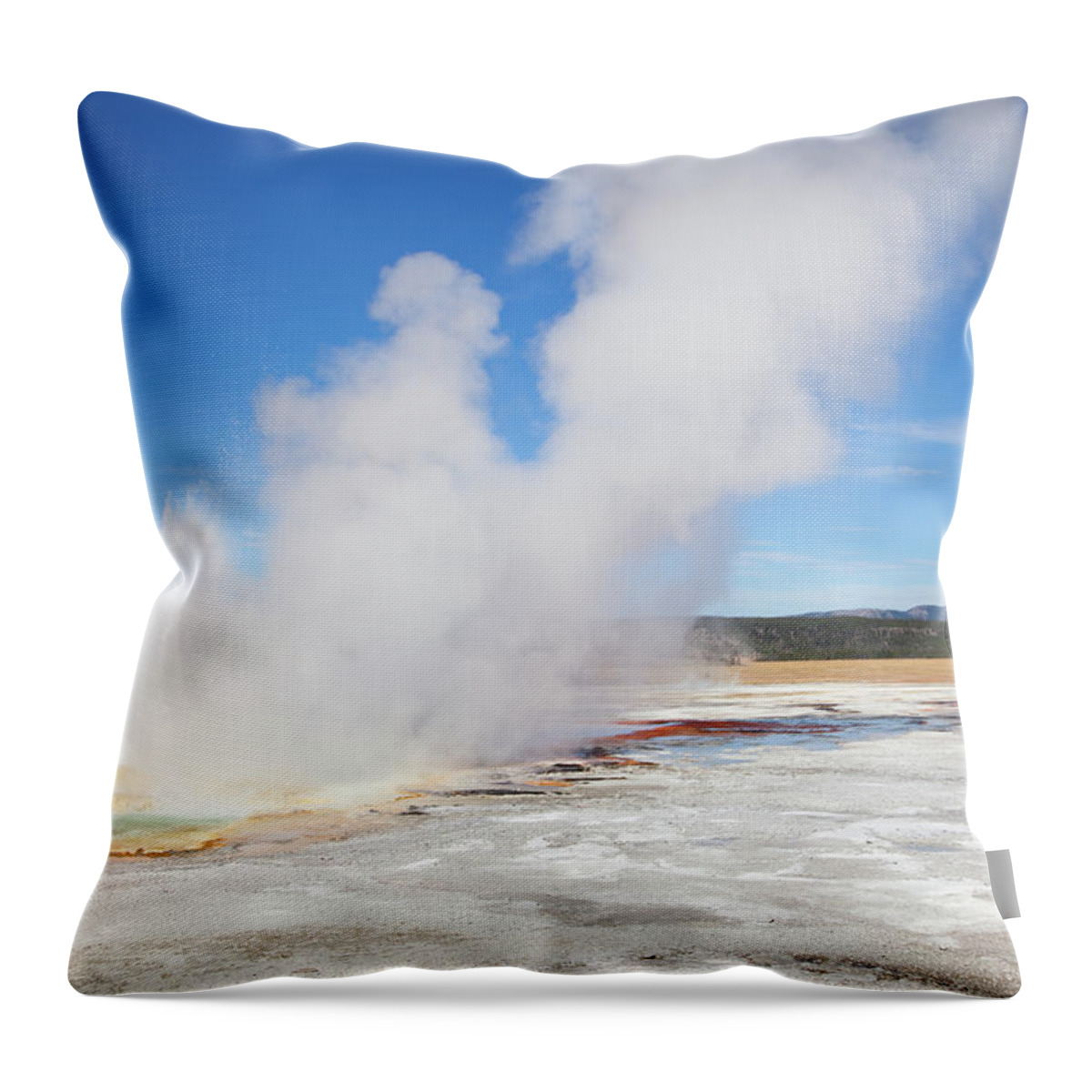 Geyser Throw Pillow featuring the photograph Clepsydra Geyser, Yellowstone National by Terryfic3d
