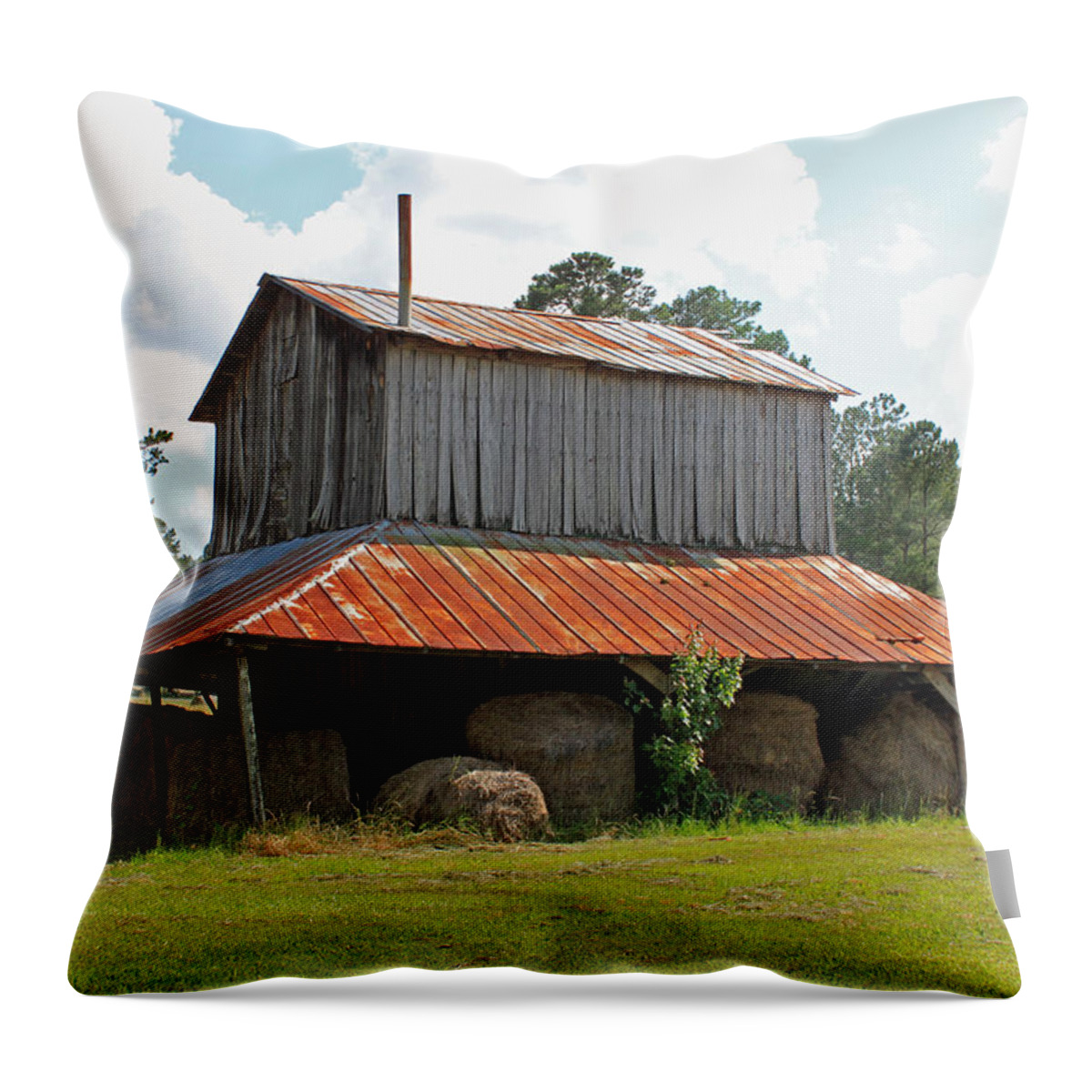 Tobacco Barn Throw Pillow featuring the photograph Clewis Family Tobacco Barn by Suzanne Gaff