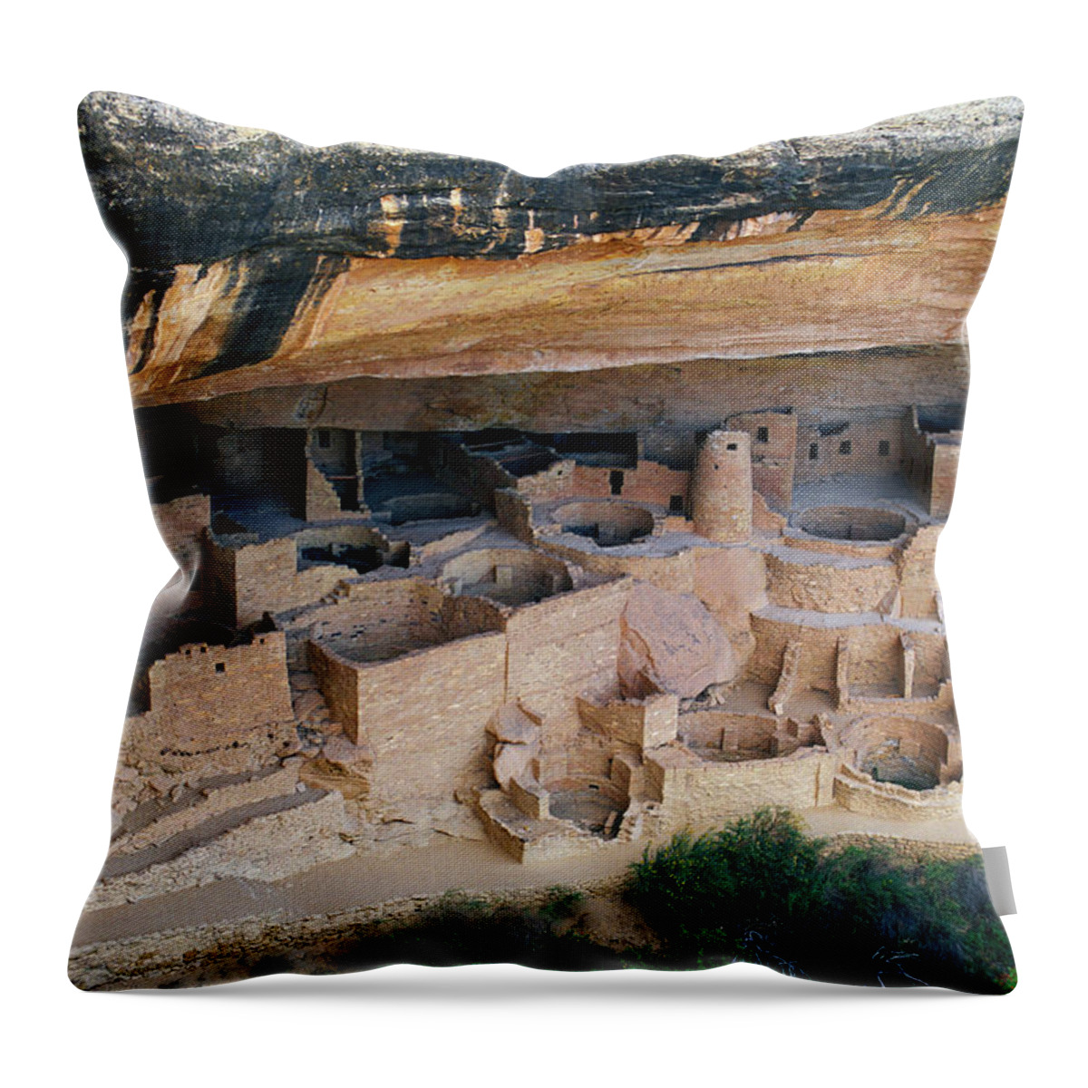 Mesa Verde National Park Throw Pillow featuring the photograph Cliff Palace Ruins by Mark Newman