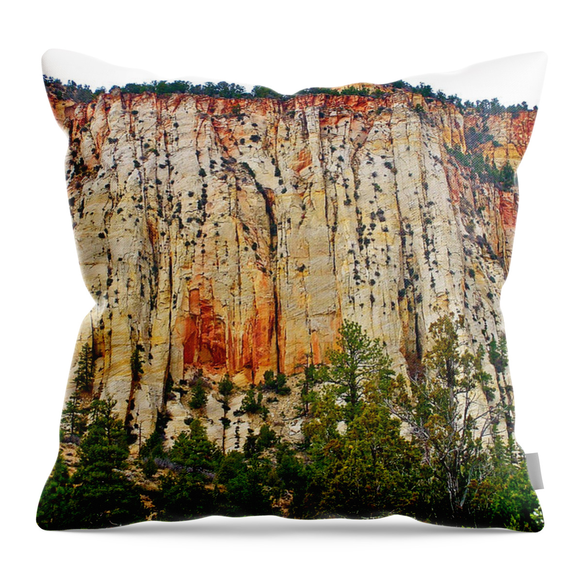 Cliffs Near Checkerboard Mesa Along Zion-mount Carmel Highway In Zion National Park Throw Pillow featuring the photograph Cliffs near Checkerboard Mesa along Zion-Mount Carmel Highway in Zion National Park-Utah by Ruth Hager