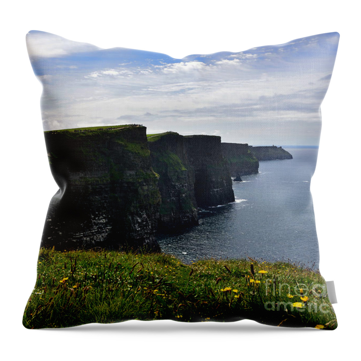 Cliff Throw Pillow featuring the photograph Cliffs of Moher Looking South by RicardMN Photography