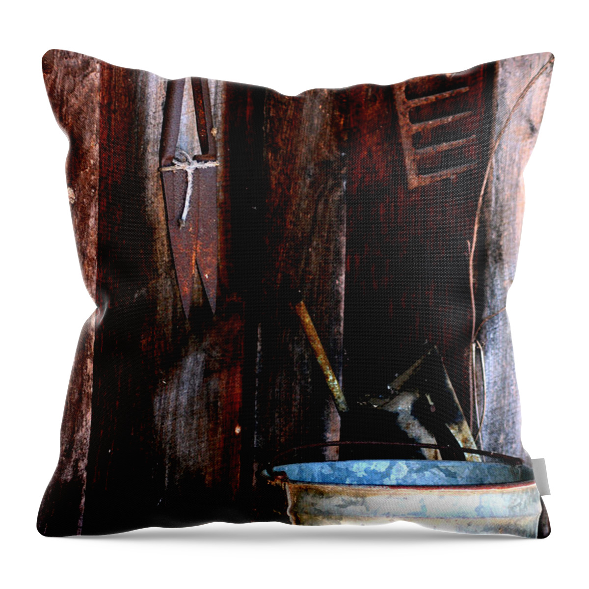 Vintage.art Throw Pillow featuring the photograph Clippers and The Bucket by Lesa Fine