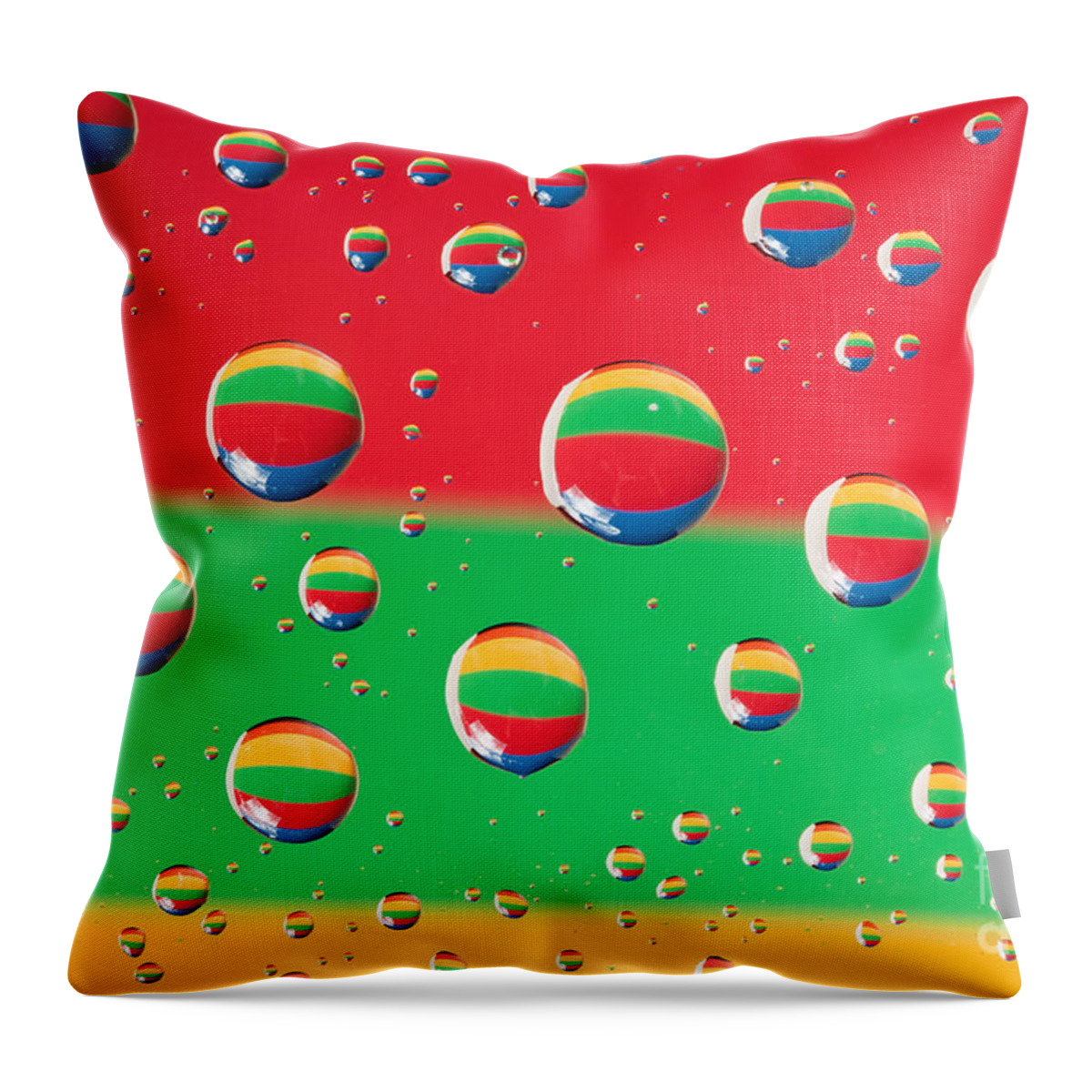 Water Throw Pillow featuring the photograph Clolrful Water Drop Reflections by Sharon Dominick