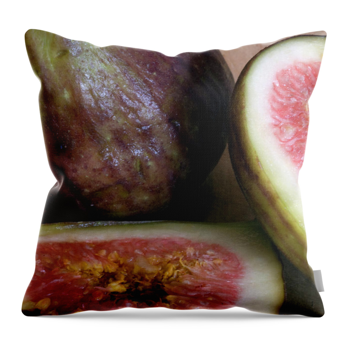 Close-up Throw Pillow featuring the photograph Close-up Of A Whole And A Cut Fig by Rebecca E Marvil