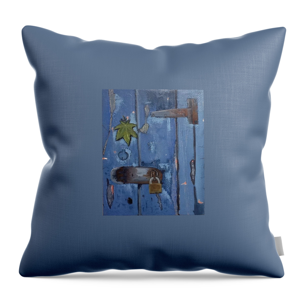  Throw Pillow featuring the painting Closed Doors by Carlos Rodriguez