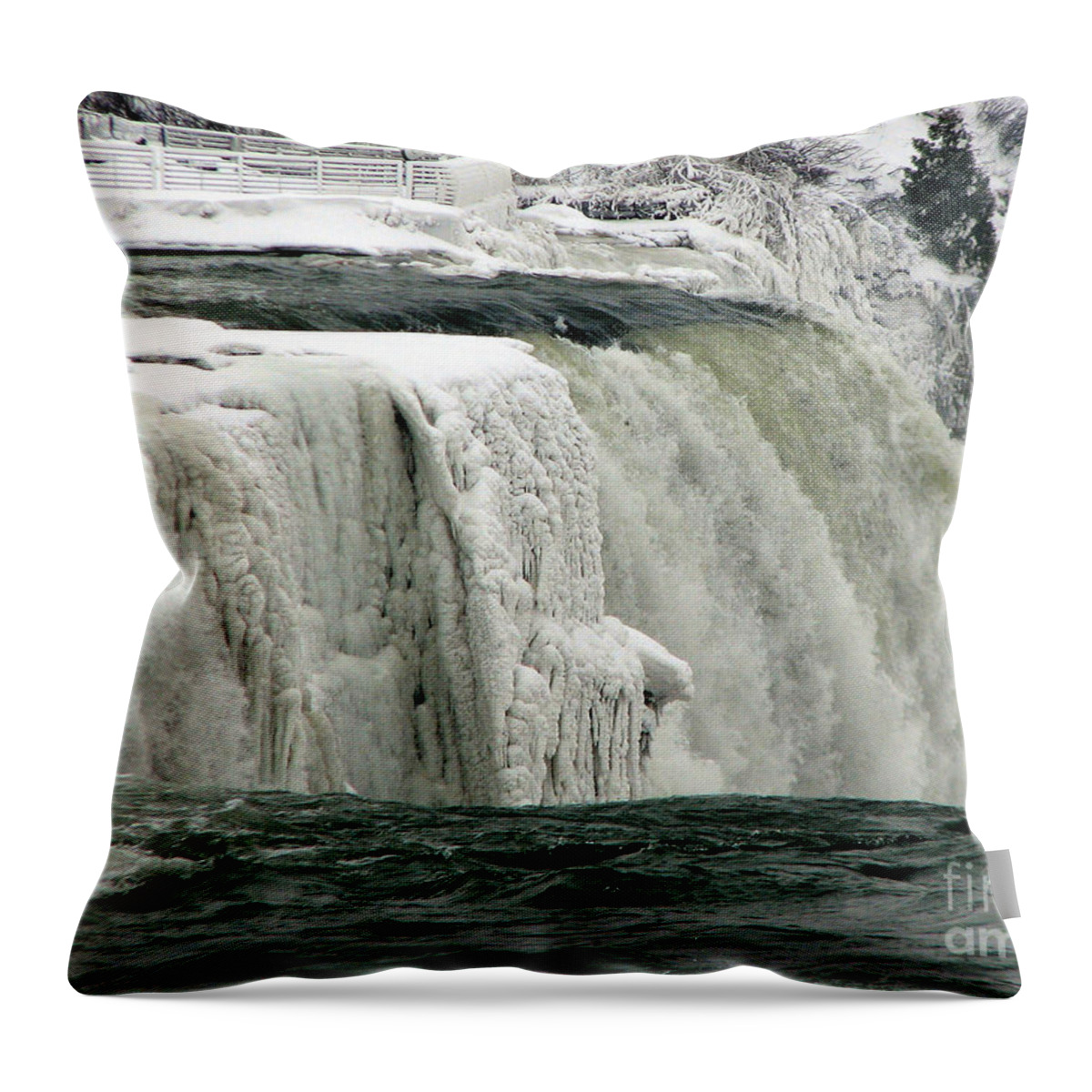 Niagara Falls Throw Pillow featuring the photograph Closeup of Icy Niagara Falls by Rose Santuci-Sofranko