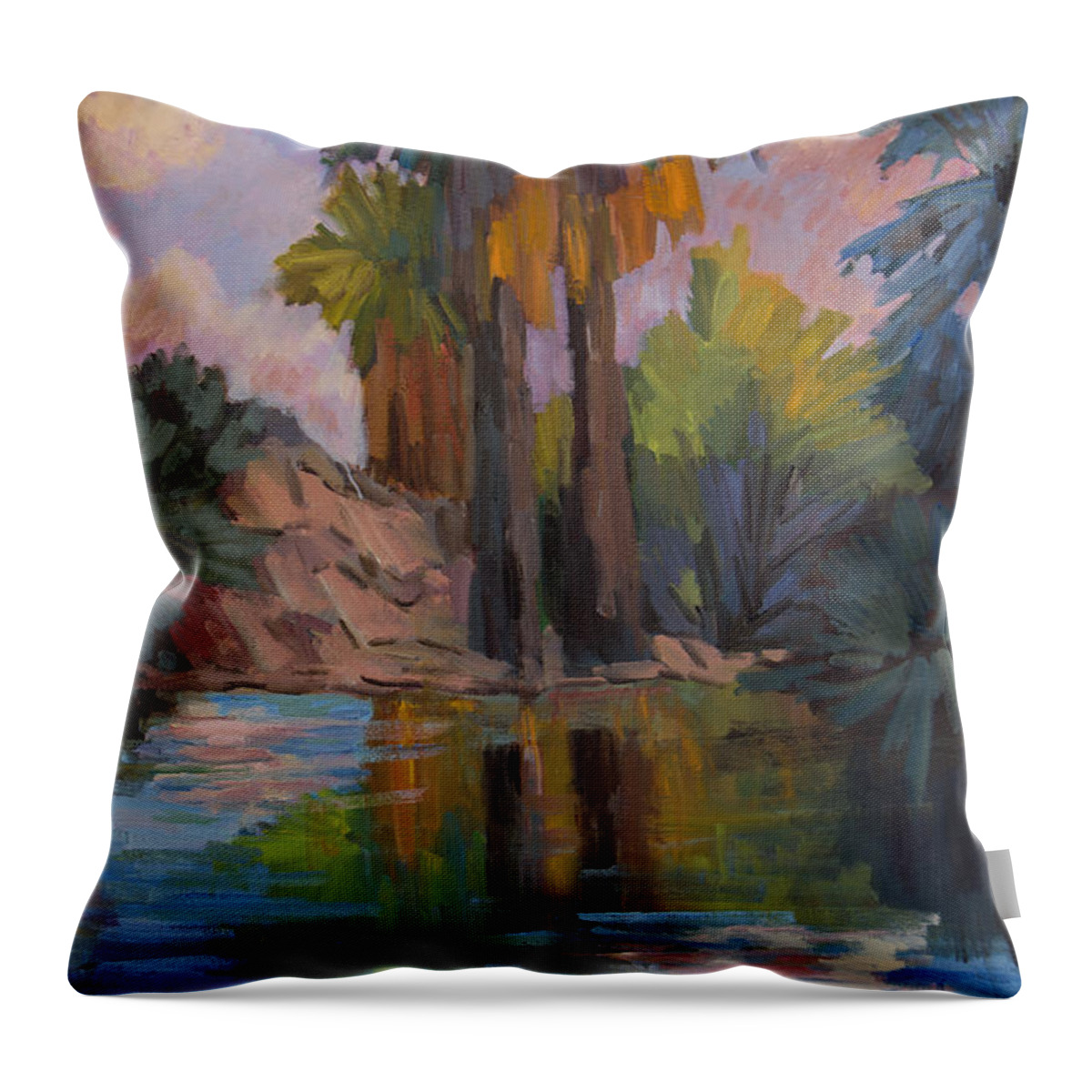 Clouds Throw Pillow featuring the painting Clouds and Palm Trees by Diane McClary